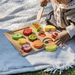 Sliced fruit wooden puzzle with velcro