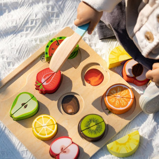 Sliced fruit wooden puzzle with velcro