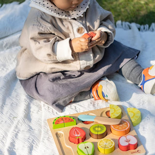 Sliced fruit wooden puzzle with velcro