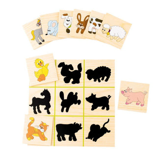 Educational wooden game Match the shadows