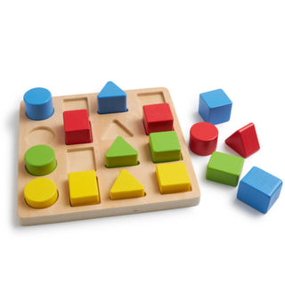 Geometric shapes wooden sorting board