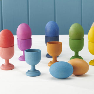Rainbow Wooden Egg Cups - Pk7