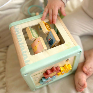 Motor activity play cube in pastel shades