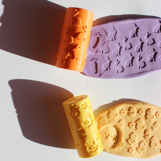 Lieldienu plastilīna rullīši, tekstūras rullīši ar stampiņu