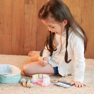 Dentist wooden toy set in a bag