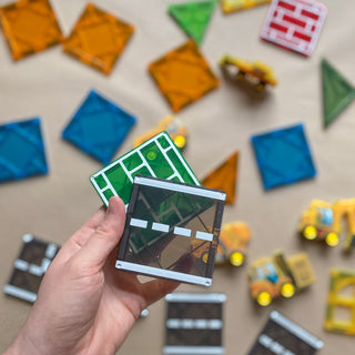 Magnētiskie bloki - būvlaukuma magnētiskais konstruktors ar transportlīdzekļiem, 30 elementi