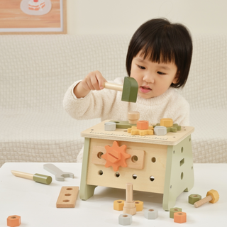 Wooden kids workbench-toolbox with tools  2 in 1, 30 pcs