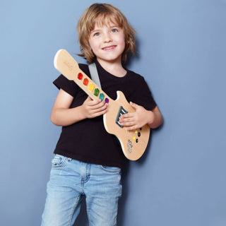 Spīdoša elektriskā koka ģitāra bērniem