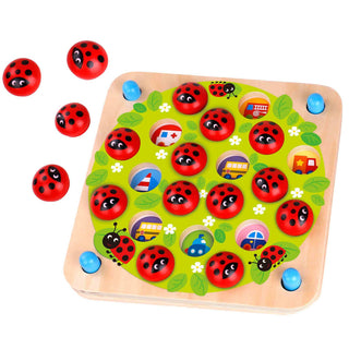 Wooden memory game for kids Ladybug with 10 picture inserts, educational game