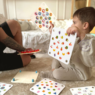 Wooden memory game for kids Ladybug with 10 picture inserts, educational game