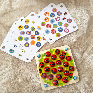 Wooden memory game for kids Ladybug with 10 picture inserts, educational game