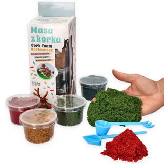 Cork Foam korķa sensorā materiāla komplekts, 4 krāsas ar 2 x piederumiem, 100% dabīgs korķa rotaļu materiāls 4 x 20g
