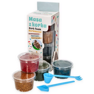 Cork Foam korķa sensorā materiāla komplekts, 4 krāsas ar 2 x piederumiem, 100% dabīgs korķa rotaļu materiāls 4 x 20g