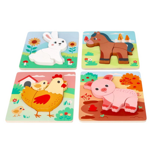 Wooden farm puzzle set - 4 chunky puzzles