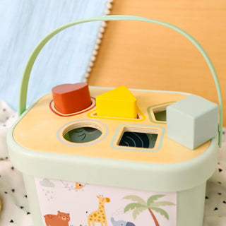 3 in 1 attīstošo koka rotaļlietu komplekts, dāvanu komplekts no 1 gada- figūru sortieris, piramīda un velkamā rotaļlieta