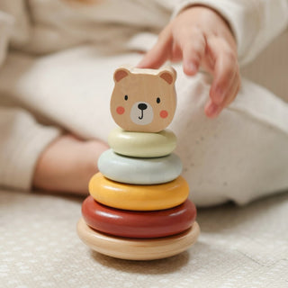 3 in 1 attīstošo koka rotaļlietu komplekts, dāvanu komplekts no 1 gada- figūru sortieris, piramīda un velkamā rotaļlieta