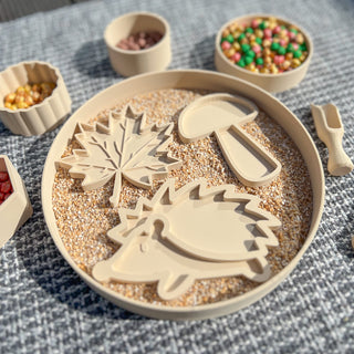 Autumn eco sensory tray set- leaf, mushroom, hedgehog