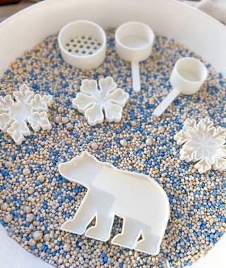 Ziemas sensoro rotaļu komplekts ar sniegpārslām un polārlāci- viss iekļauts