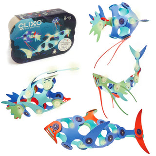 CLIXO Ocean Creatures Pack 24 pcs Okeāna Magnētisks konstruktors bērniem ar tumsā spīdošiem elementiem, attīstošā rotaļlieta
