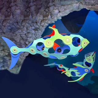 CLIXO Ocean Creatures Pack 24 pcs Okeāna Magnētisks konstruktors bērniem ar tumsā spīdošiem elementiem, attīstošā rotaļlieta