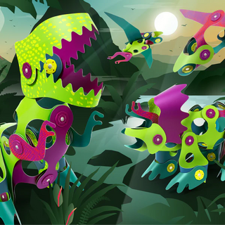 CLIXO Dino Adventure Pack 36 pcs Magnētisks konstruktors bērniem, attīstošā rotaļlieta