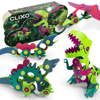 CLIXO Dino Adventure Pack 36 pcs Magnētisks konstruktors bērniem, attīstošā rotaļlieta
