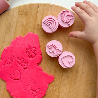 Vienradži - eko stampiņu komplekts plastilīna veidošanai Unicorn zīmodziņi, 4 gab