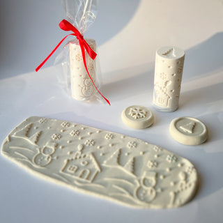 Ziemas ainiņa- ziemas tekstūras rullītis plastilīnam ar stampiņām abos galos
