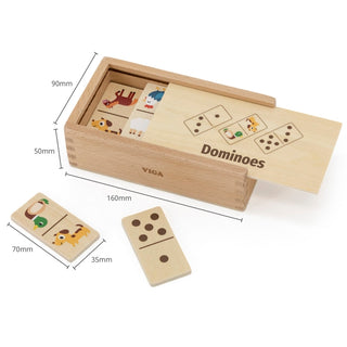 Double sided wooden Domino for kids - animals and dots