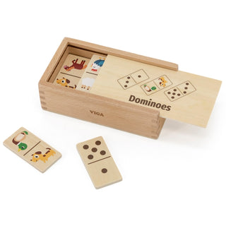 Double sided wooden Domino for kids - animals and dots