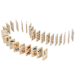 Double sided wooden Domino for kids - animals and dots