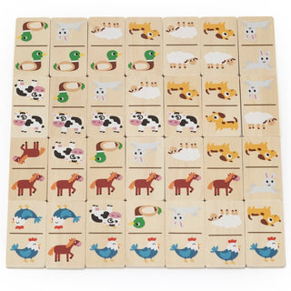 Double sided wooden Domino for kids - animals and dots
