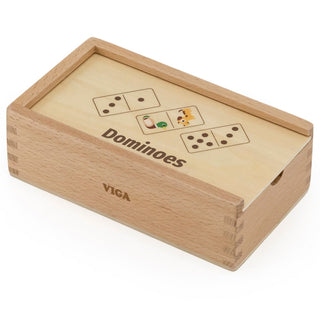 Double sided wooden Domino for kids - animals and dots