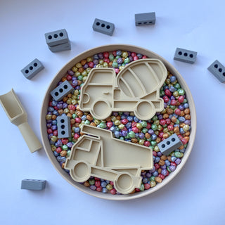 Būvlaukuma eko sensoro rotaļu formiņu komplekts- celtniecības transportlīdzekļi 2 gab