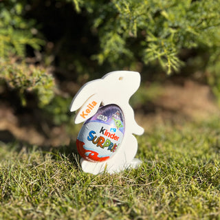 Personalizēts Lieldienu zaķis ar vārdu - šokolādes olas turētājs