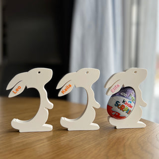 Personalizēts Lieldienu zaķis ar vārdu - šokolādes olas turētājs