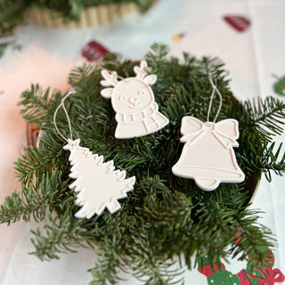 Izkrāso pats- Ziemassvētku eglītes rotājumi, 3gab (Eglīte, zvaniņš, briedis)