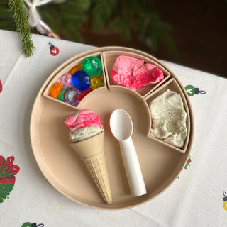 Eko saldējuma komplekts rotaļām - saldējuma vafeļu konuss un karote