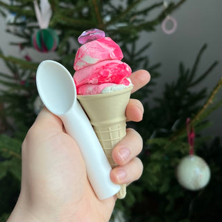 Eko saldējuma komplekts rotaļām - saldējuma vafeļu konuss un karote