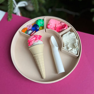 Eko saldējuma komplekts rotaļām - saldējuma vafeļu konuss un karote