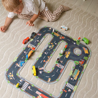 Wooden vehicle and road sign play set