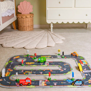 Wooden vehicle and road sign play set