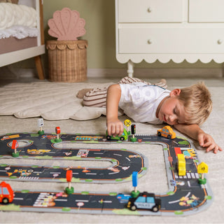 Wooden vehicle and road sign play set