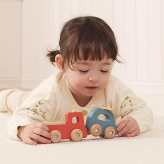 Montessori koka rotaļlieta bērniem koka auto komplekts bērniem