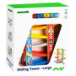 Lielā sacīkšu trase ar 6 mazajiem koka auto