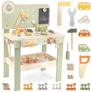 Koka meistara darbagalds bērniem ar instrumentiem un aksesuāriem