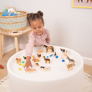 Reālistiski koka dzīvnieku klucīši - lauku sēta, 15 gab