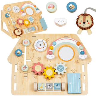 Koka motorikas aktivitāšu dēlis mazuļiem ar statīvu, busy board