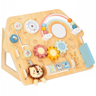 Koka motorikas aktivitāšu dēlis mazuļiem ar statīvu, busy board