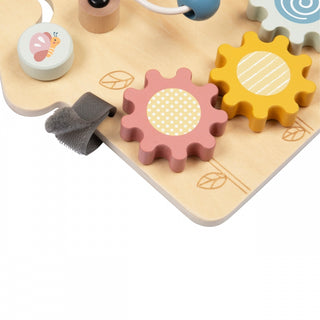 Koka motorikas aktivitāšu dēlis mazuļiem ar statīvu, busy board